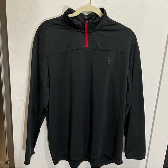 Spyder Mens Black 1/4 Zip Activewear Pullover Large - Picture 2 of 10